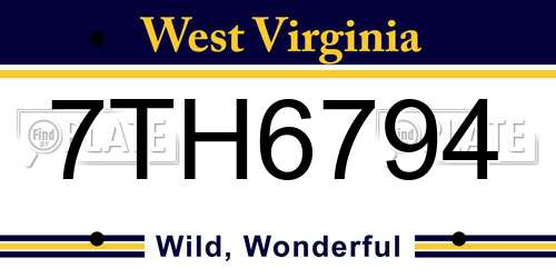 7TH6794 West Virginia License Plate