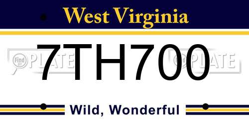 7TH700 West Virginia License Plate