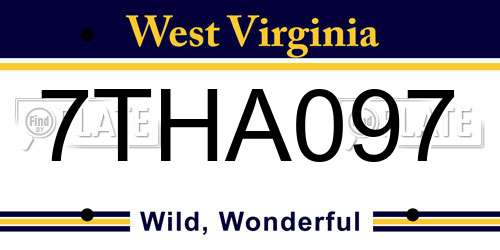 7THA097 West Virginia License Plate