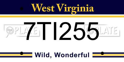 7TI255 West Virginia License Plate