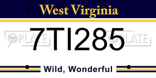 7TI285 West Virginia License Plate