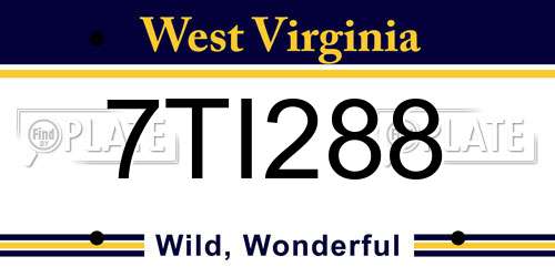 7TI288 West Virginia License Plate