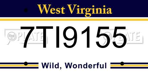 7TI9155 West Virginia License Plate