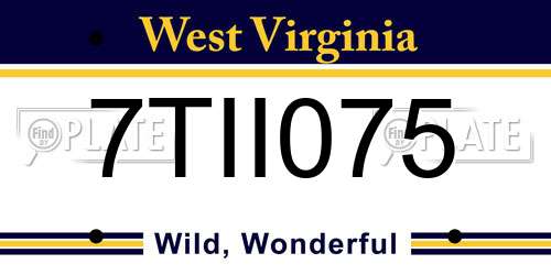 7TII075 West Virginia License Plate