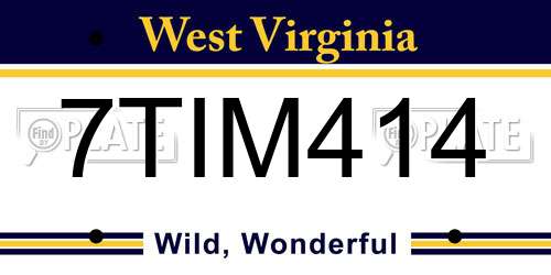 7TIM414 West Virginia License Plate