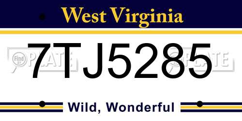 7TJ5285 West Virginia License Plate