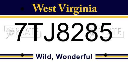 7TJ8285 West Virginia License Plate