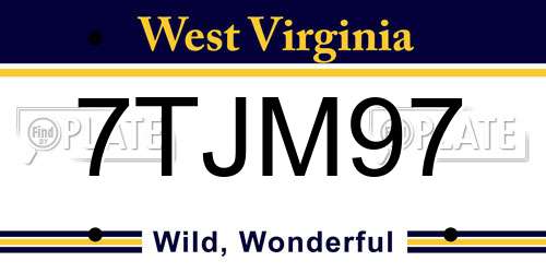 7TJM97 West Virginia License Plate