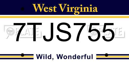 7TJS755 West Virginia License Plate