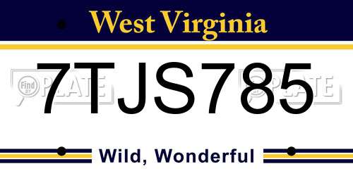 7TJS785 West Virginia License Plate