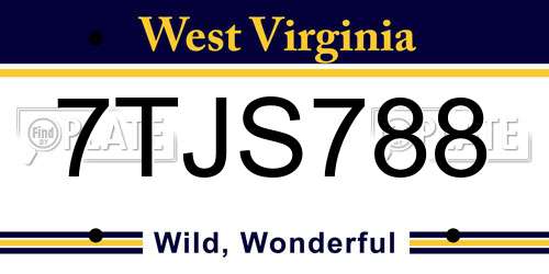 7TJS788 West Virginia License Plate