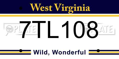 7TL108 West Virginia License Plate