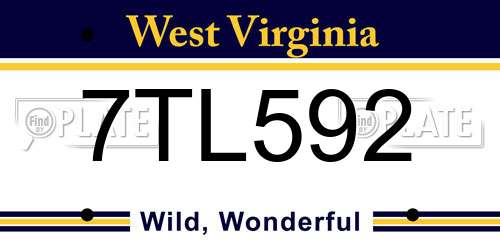 7TL592 West Virginia License Plate