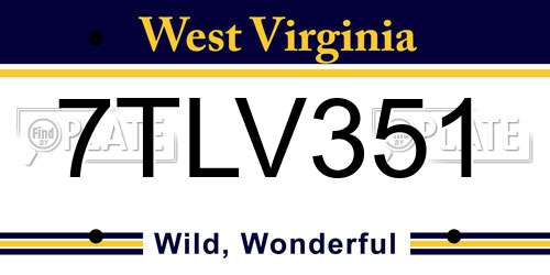 7TLV351 West Virginia License Plate