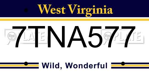 7TNA577 West Virginia License Plate