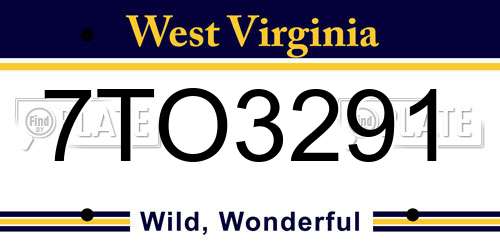 7TO3291 West Virginia License Plate