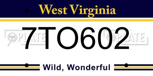 7TO602 West Virginia License Plate