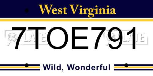 7TOE791 West Virginia License Plate