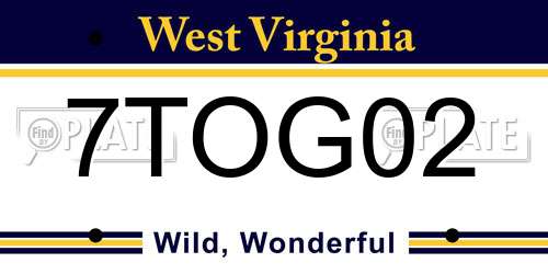 7TOG02 West Virginia License Plate