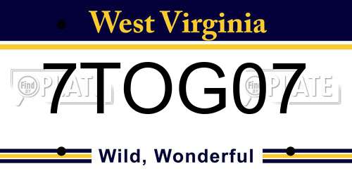 7TOG07 West Virginia License Plate