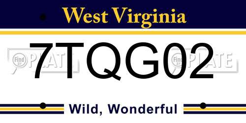 7TQG02 West Virginia License Plate
