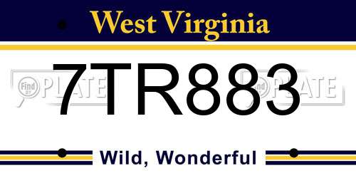 7TR883 West Virginia License Plate