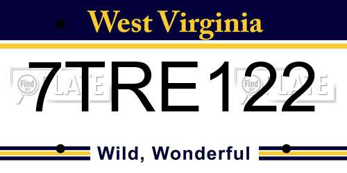 7TRE122 West Virginia License Plate