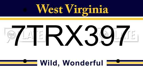 7TRX397 West Virginia License Plate
