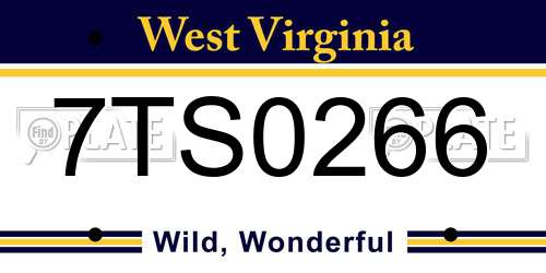 7TS0266 West Virginia License Plate