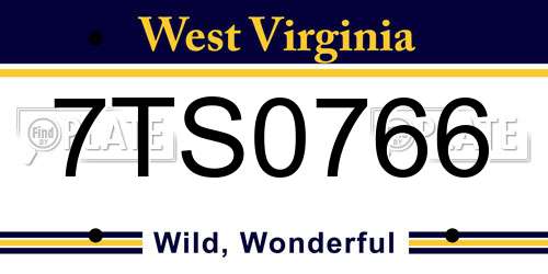 7TS0766 West Virginia License Plate