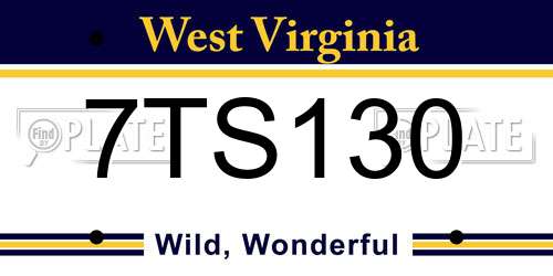 7TS130 West Virginia License Plate