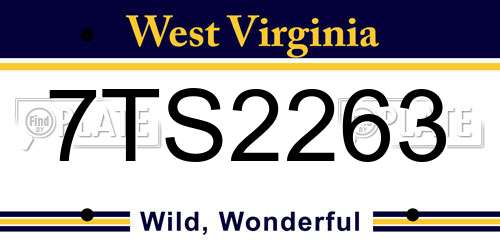 7TS2263 West Virginia License Plate