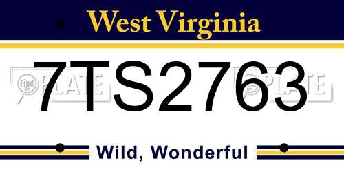 7TS2763 West Virginia License Plate