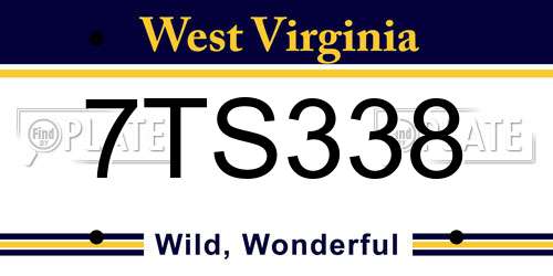 7TS338 West Virginia License Plate