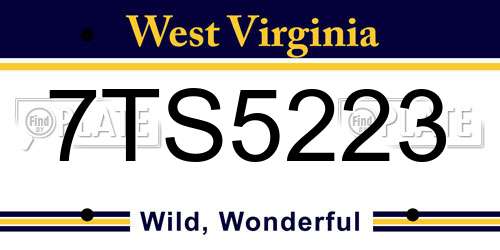 7TS5223 West Virginia License Plate
