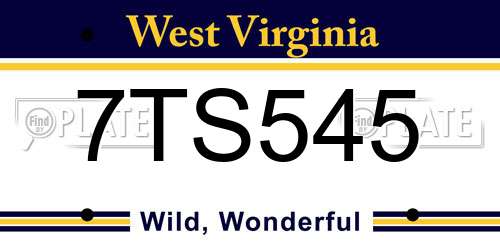 7TS545 West Virginia License Plate