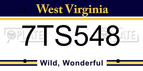 7TS548 West Virginia License Plate