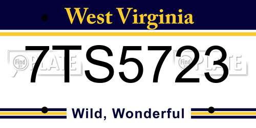 7TS5723 West Virginia License Plate