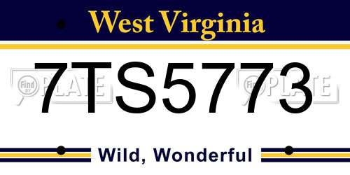 7TS5773 West Virginia License Plate