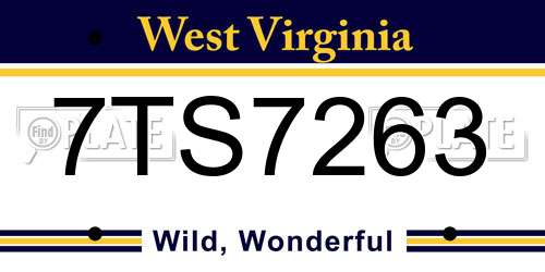 7TS7263 West Virginia License Plate