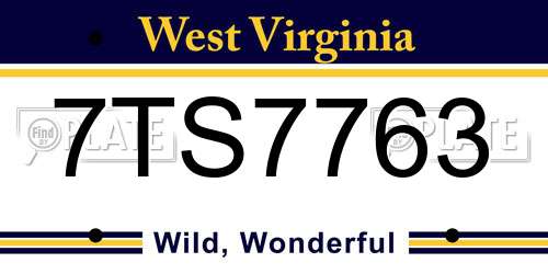 7TS7763 West Virginia License Plate