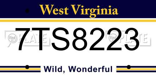 7TS8223 West Virginia License Plate