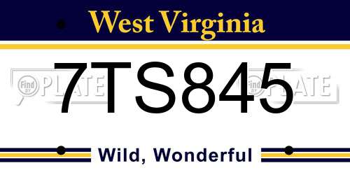 7TS845 West Virginia License Plate
