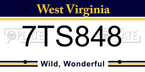 7TS848 West Virginia License Plate