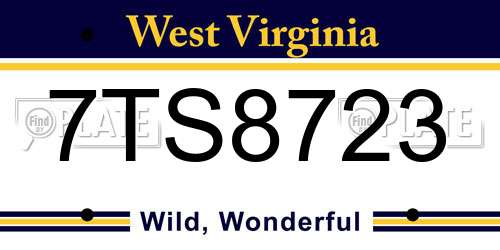 7TS8723 West Virginia License Plate