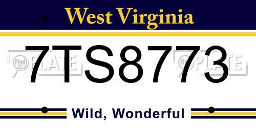 7TS8773 West Virginia License Plate