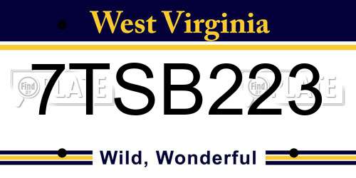 7TSB223 West Virginia License Plate