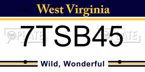 7TSB45 West Virginia License Plate
