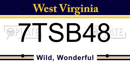 7TSB48 West Virginia License Plate