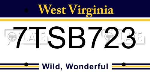7TSB723 West Virginia License Plate